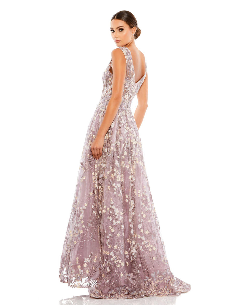 MD-A20131 Embroidered Flared Gown-Purple by Mac Duggal in purple color for women Worldwide