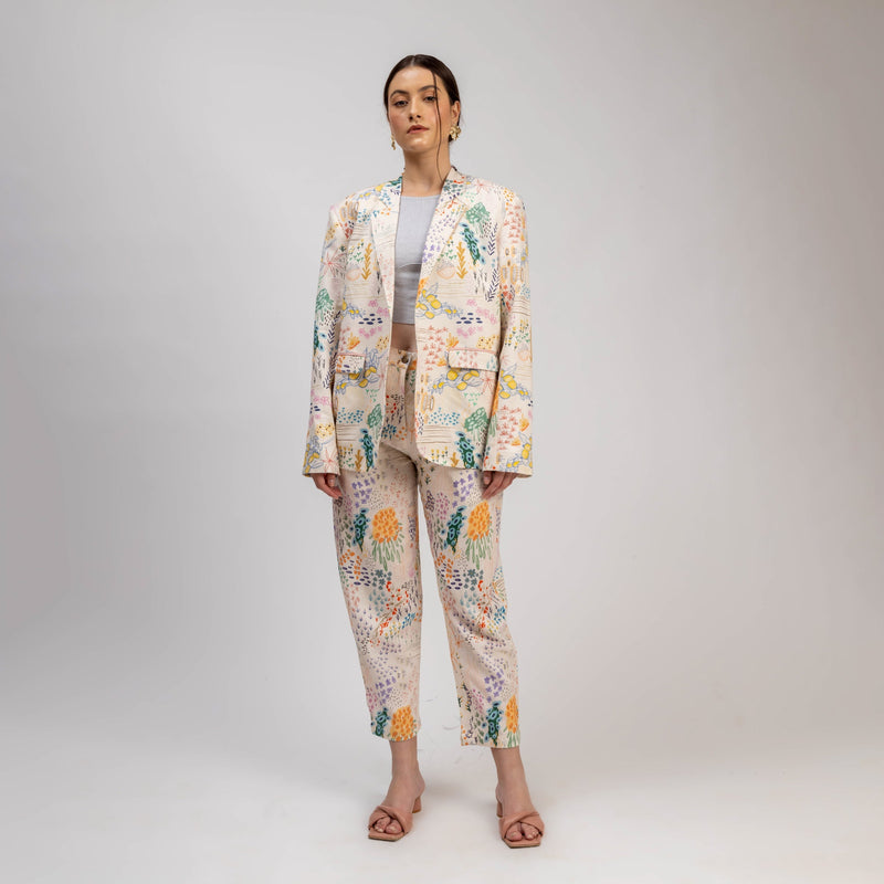 LIZA PRINTED BLAZER mul by Doodlage in multi color for women Worldwide