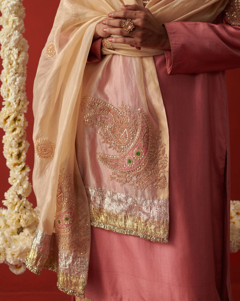 AAFIRA DUPATTA chiffon by Rashika Mittal in gold color for women Worldwide