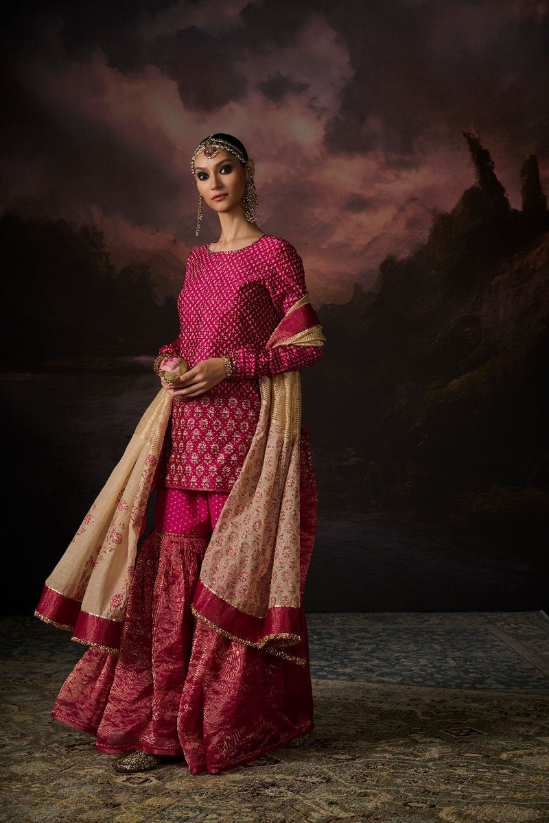 AAFREEN KURTA chanderi by SWATTI KAPOOR in pink color for women Worldwide