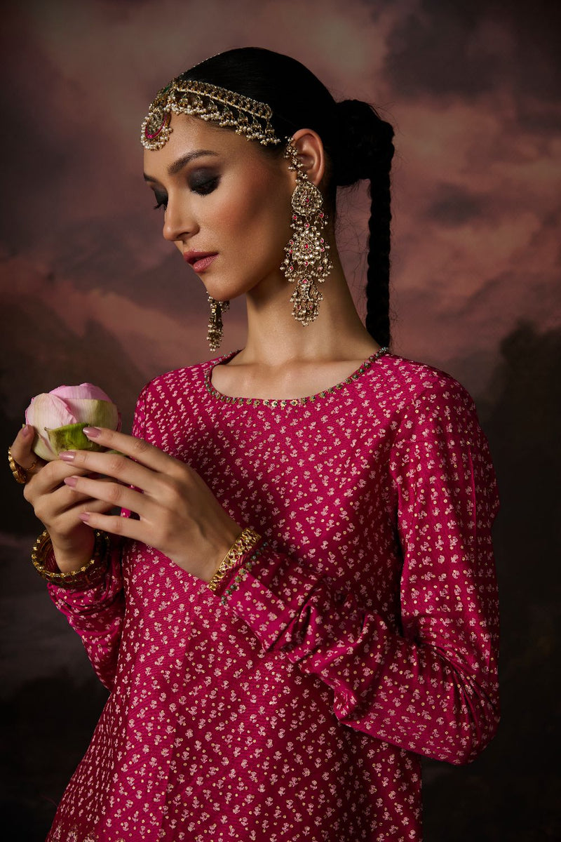 AAFREEN KURTA chanderi by SWATTI KAPOOR in pink color for women Worldwide