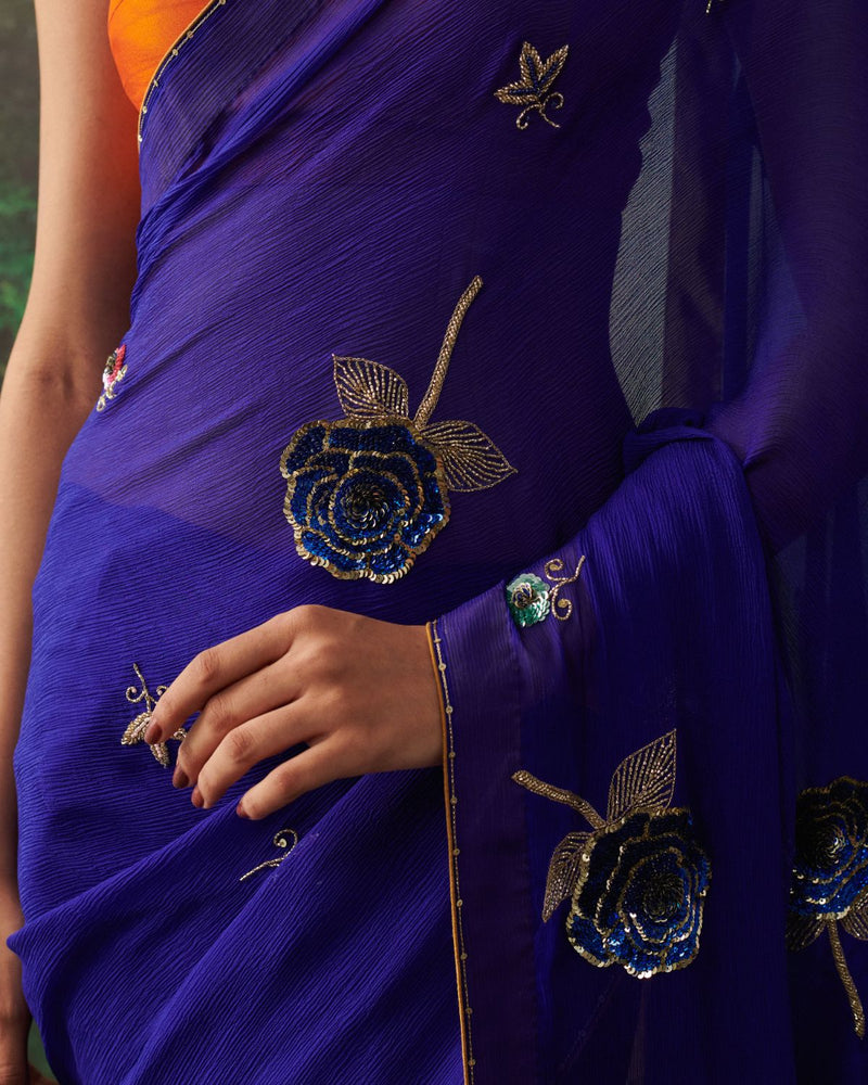 AASHIQUI SAREE banarasi by Rashika Mittal in navy color for women Worldwide