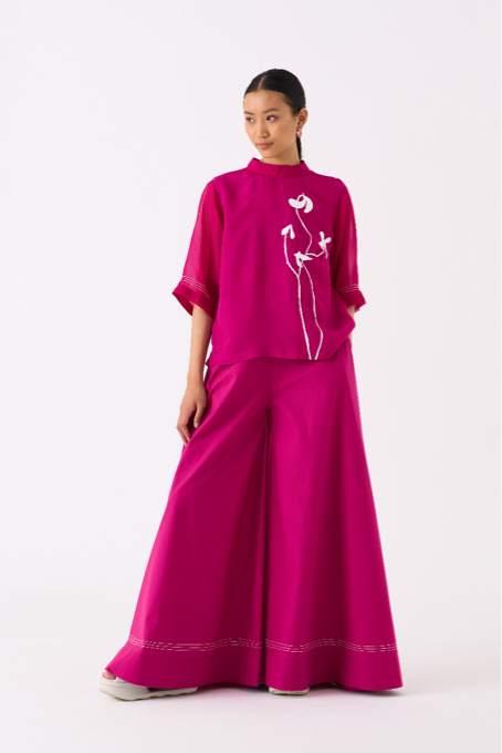 POPPY TOP-FUSCHIA organza by THREE for women Worldwide