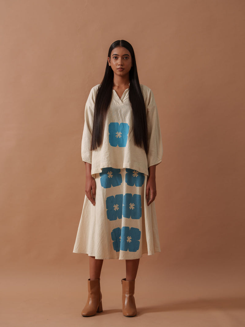 Marigold Top handwoven cotton top/shirt by Stoique in natural, blue for women Worldwide