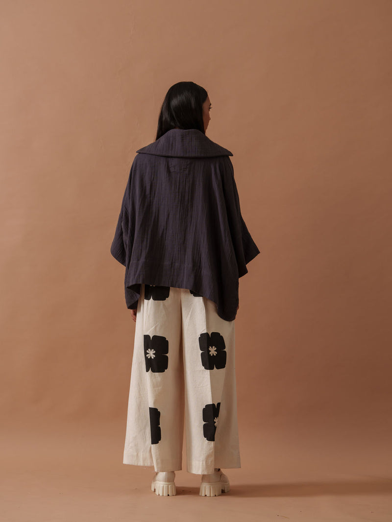 Monk Top crushed cotton top/shirt by Stoique in ivory, black for women Worldwide