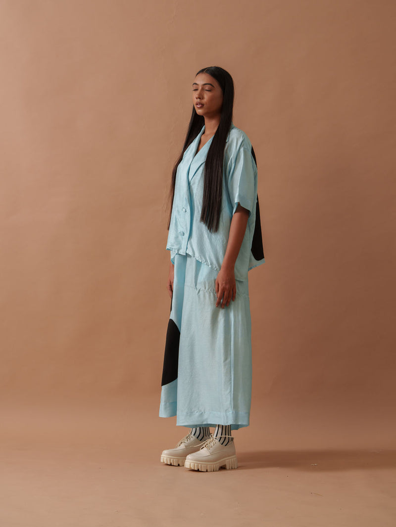 Gunpowder Flo Pants Blue mysore silk pant/trouser by Stoique in blue, black for women Worldwide