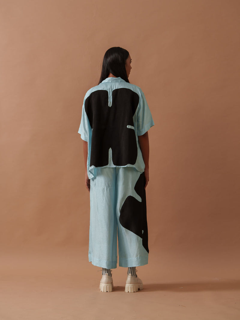 Gunpowder Flo Shirt Blue mysore silk top/shirt by Stoique in blue, black for women Worldwide
