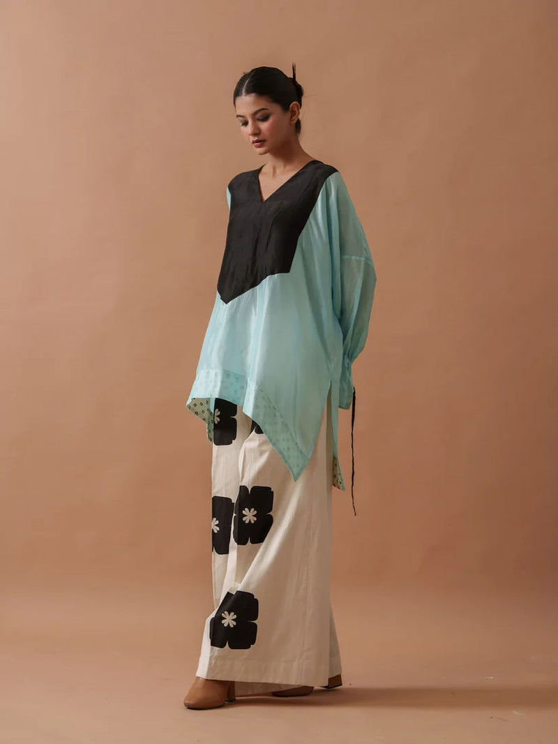 Blush Top upada silk top/shirt by Stoique in blue, black for women Worldwide