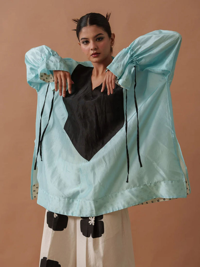 Blush Top upada silk top/shirt by Stoique in blue, black for women Worldwide