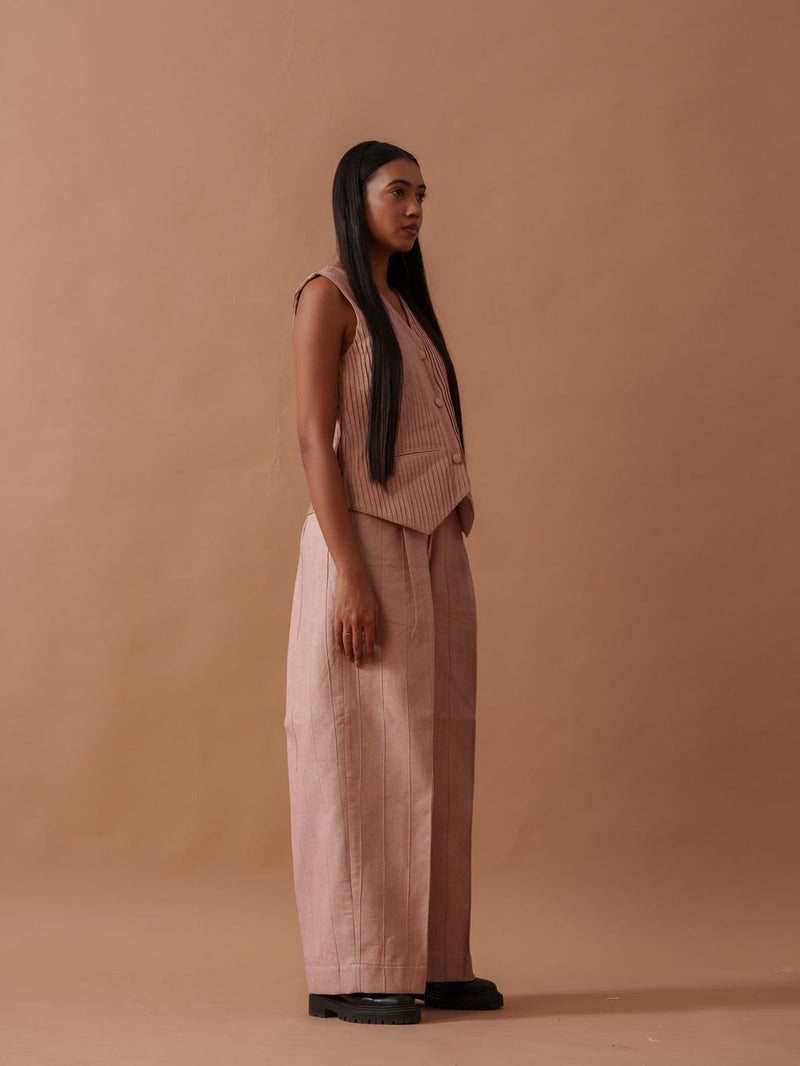 Sunflower Pants Pink handwoven cotton pant/trouser by Stoique in pink for women Worldwide