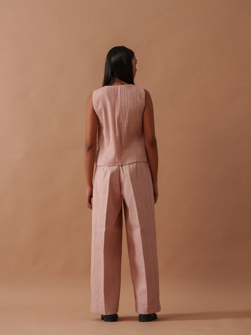Sunflower Pants Pink handwoven cotton pant/trouser by Stoique in pink for women Worldwide