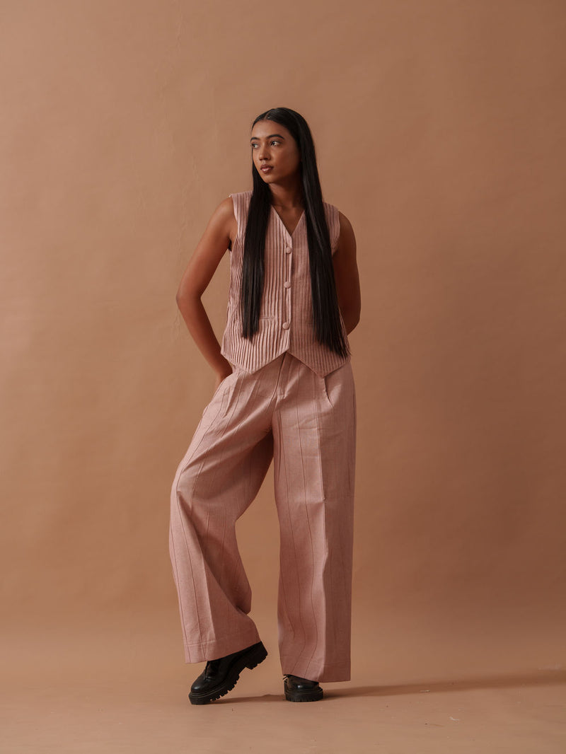 Sunflower Vest Pink handwoven cotton top/shirt by Stoique in pink for women Worldwide