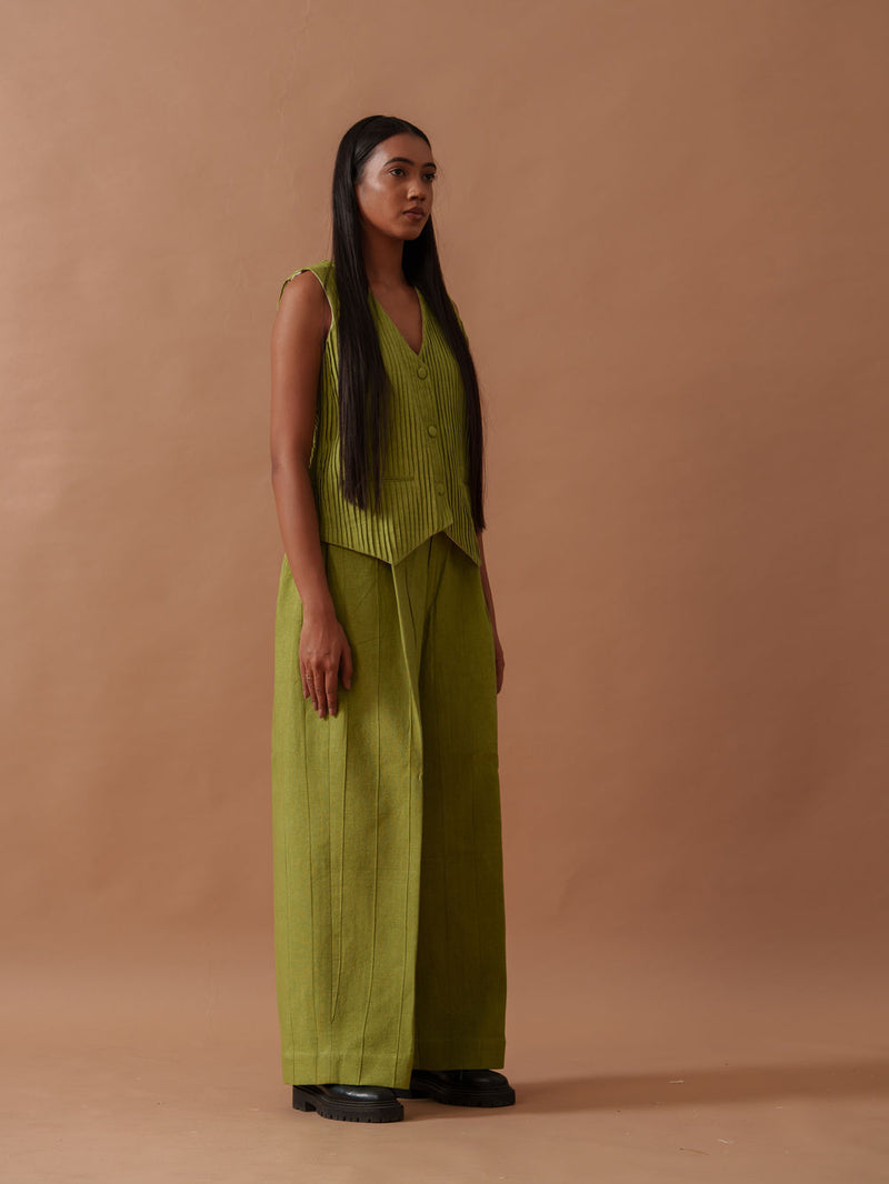 Sunflower Pants handwoven cotton pant/trouser by Stoique in green for women Worldwide