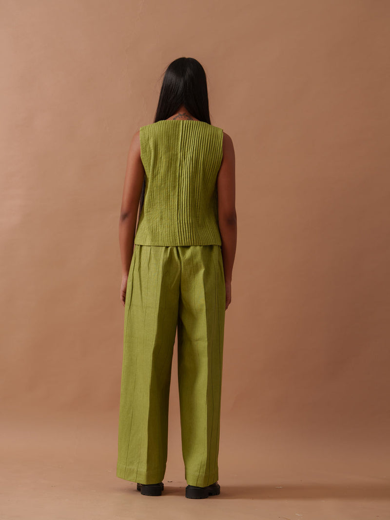 Sunflower Pants handwoven cotton pant/trouser by Stoique in green for women Worldwide