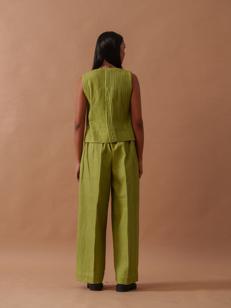 Sunflower Pants handwoven cotton pant/trouser by Stoique in green for women Worldwide