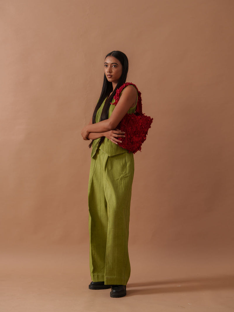 Sunflower Pants handwoven cotton pant/trouser by Stoique in green for women Worldwide