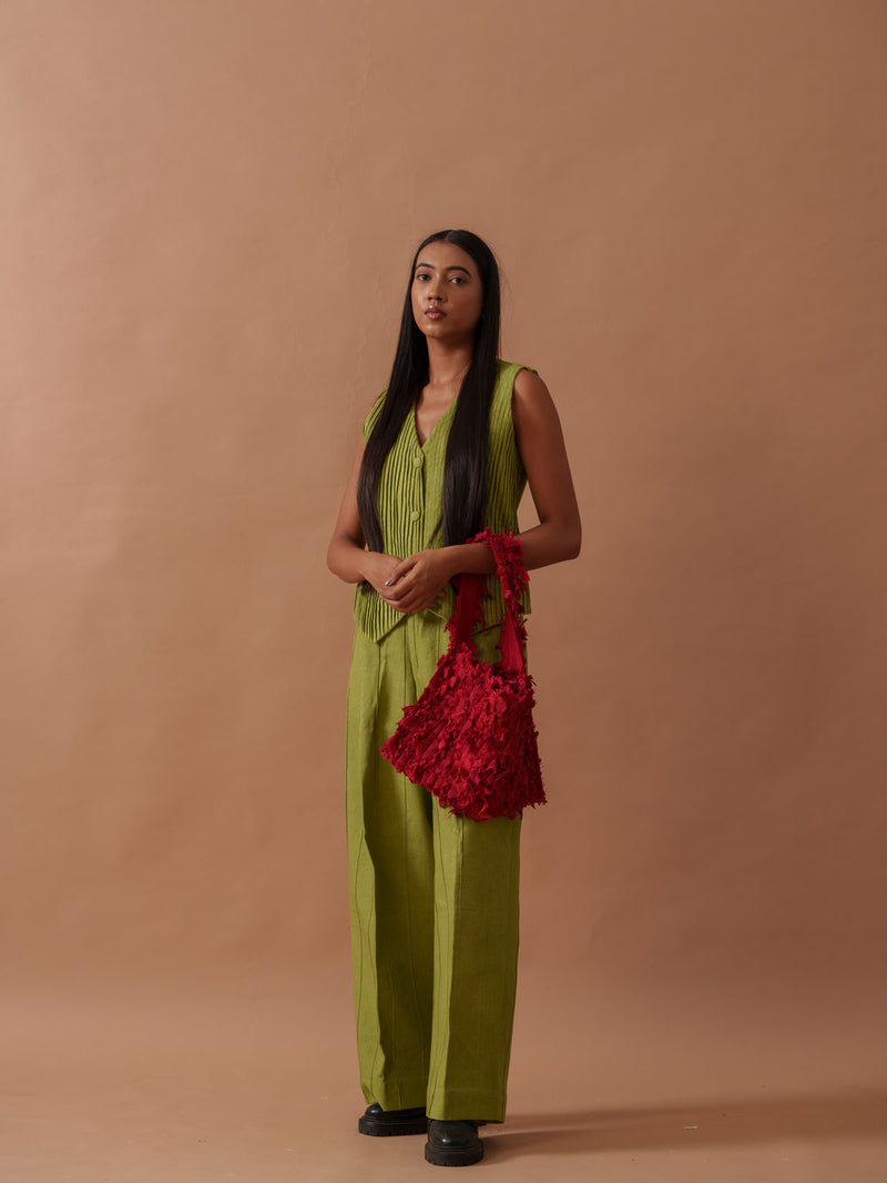 Sunflower Pants handwoven cotton pant/trouser by Stoique in green for women Worldwide