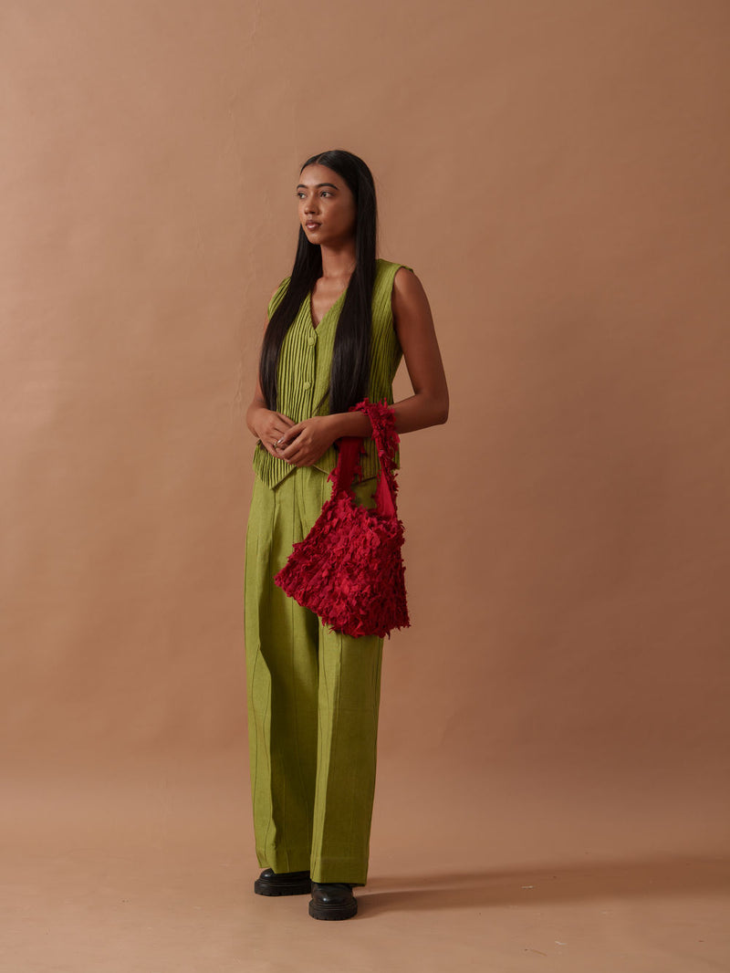 Sunflower Pants handwoven cotton pant/trouser by Stoique in green for women Worldwide