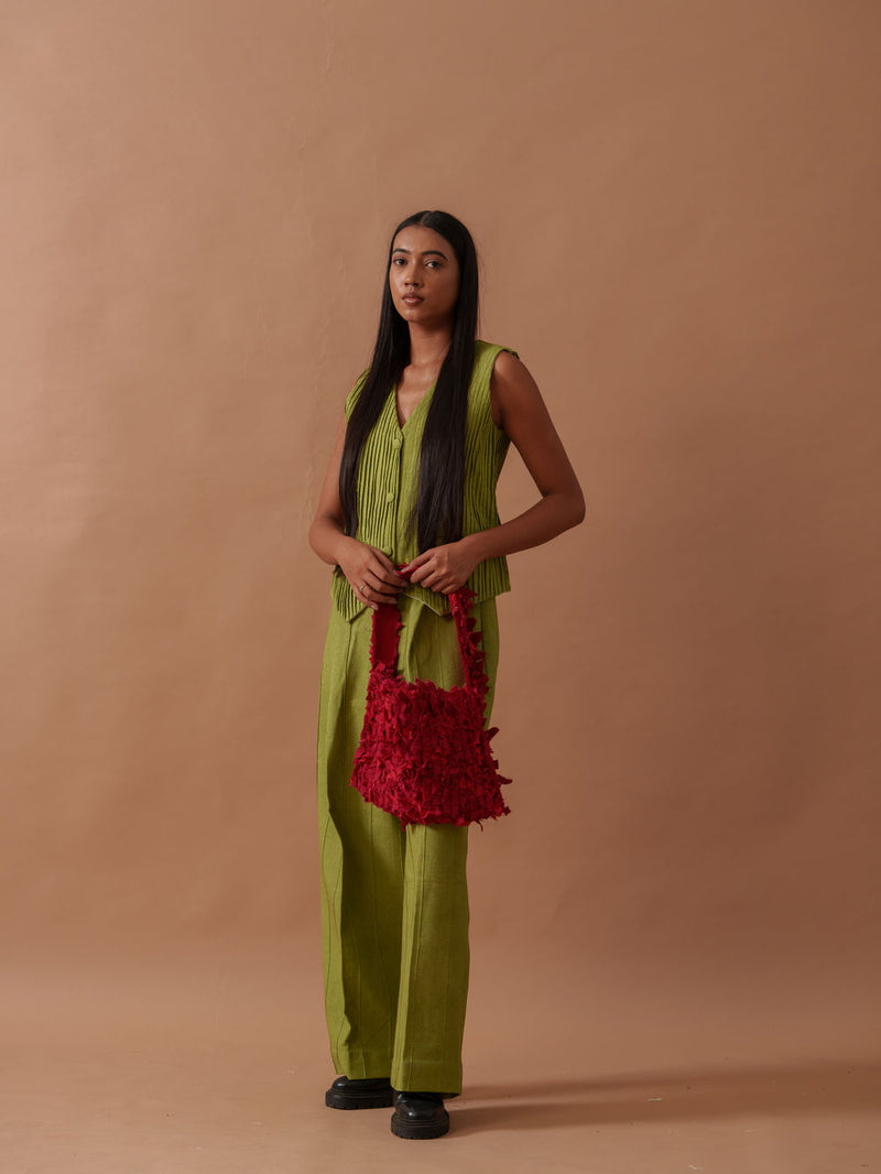 Sunflower Pants handwoven cotton pant/trouser by Stoique in green for women Worldwide
