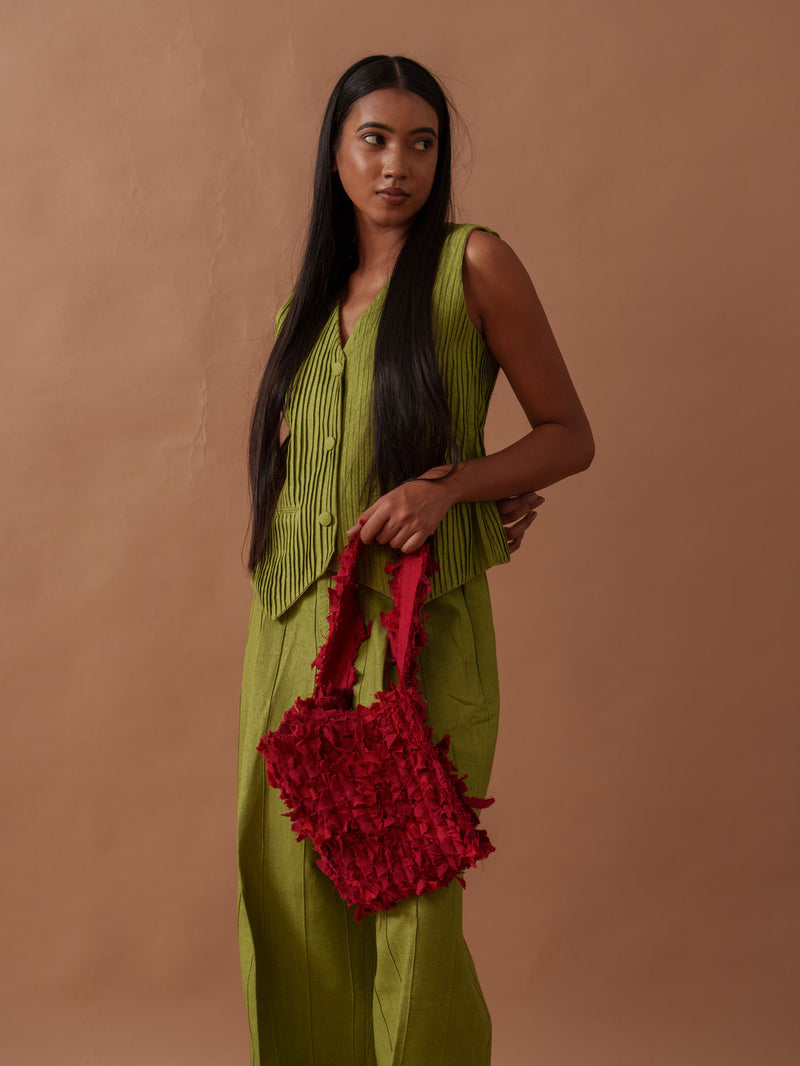 Sunflower Vest handwoven cotton top/shirt by Stoique in green for women Worldwide