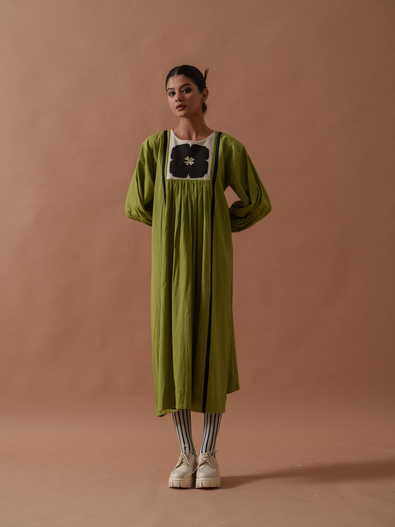 Primrose Dress handwoven cotton dress by Stoique in green, black for women Worldwide
