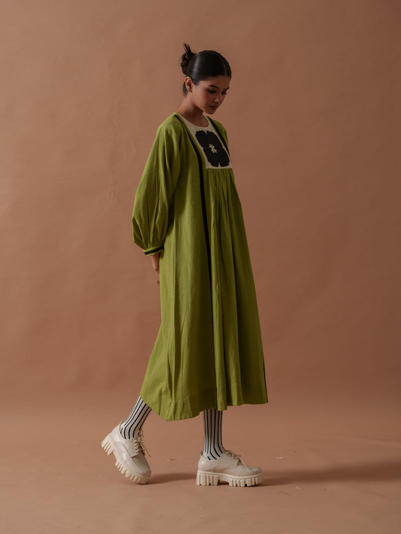 Primrose Dress handwoven cotton dress by Stoique in green, black for women Worldwide