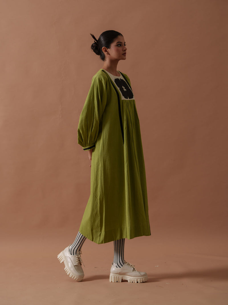 Primrose Dress handwoven cotton dress by Stoique in green, black for women Worldwide