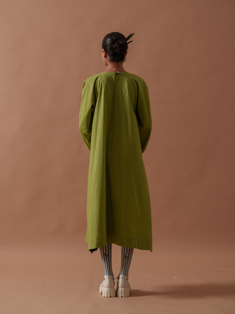 Primrose Dress handwoven cotton dress by Stoique in green, black for women Worldwide