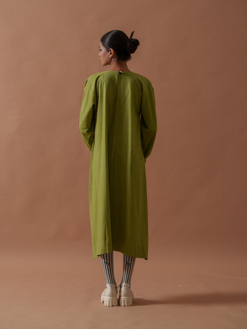 Primrose Dress handwoven cotton dress by Stoique in green, black for women Worldwide