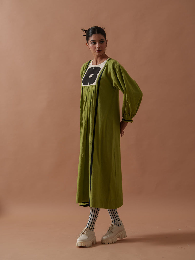 Primrose Dress handwoven cotton dress by Stoique in green, black for women Worldwide