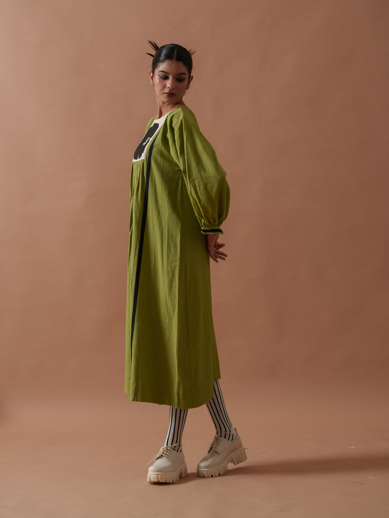 Primrose Dress handwoven cotton dress by Stoique in green, black for women Worldwide