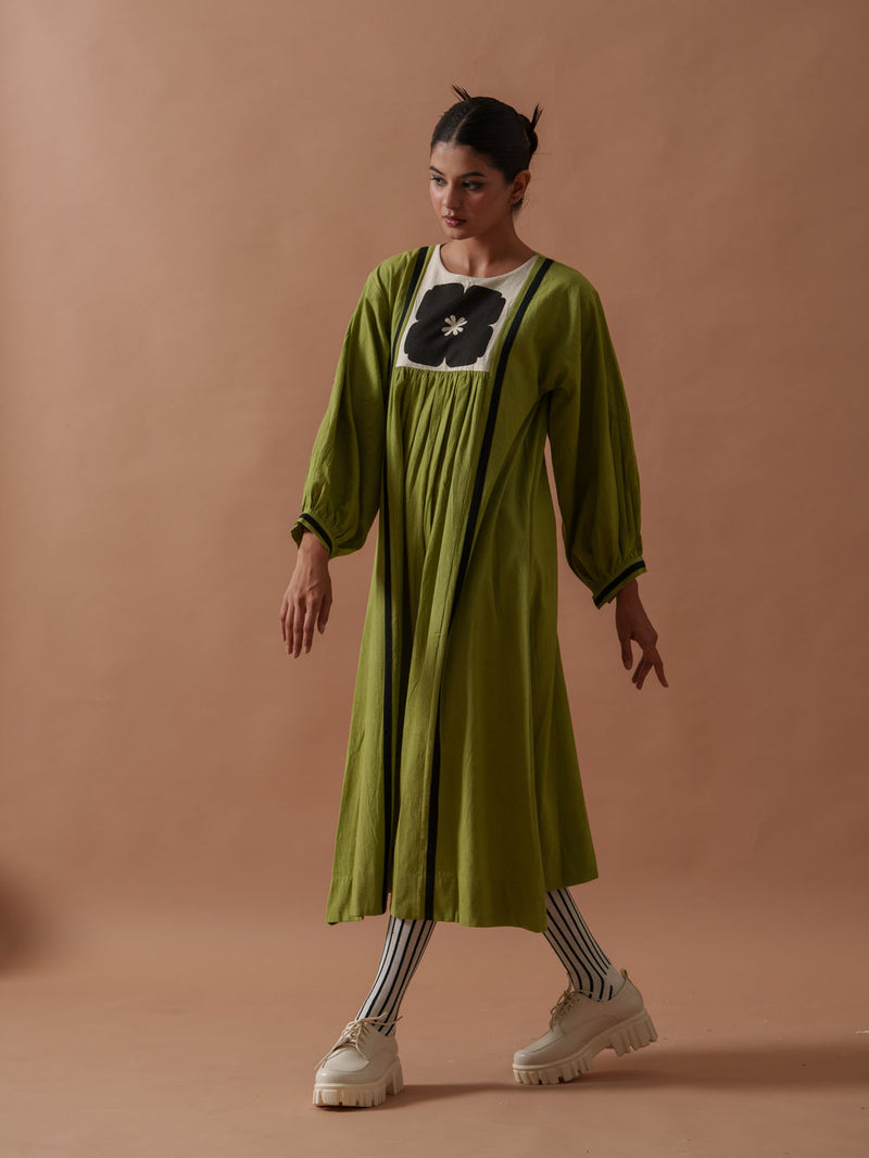 Primrose Dress handwoven cotton dress by Stoique in green, black for women Worldwide