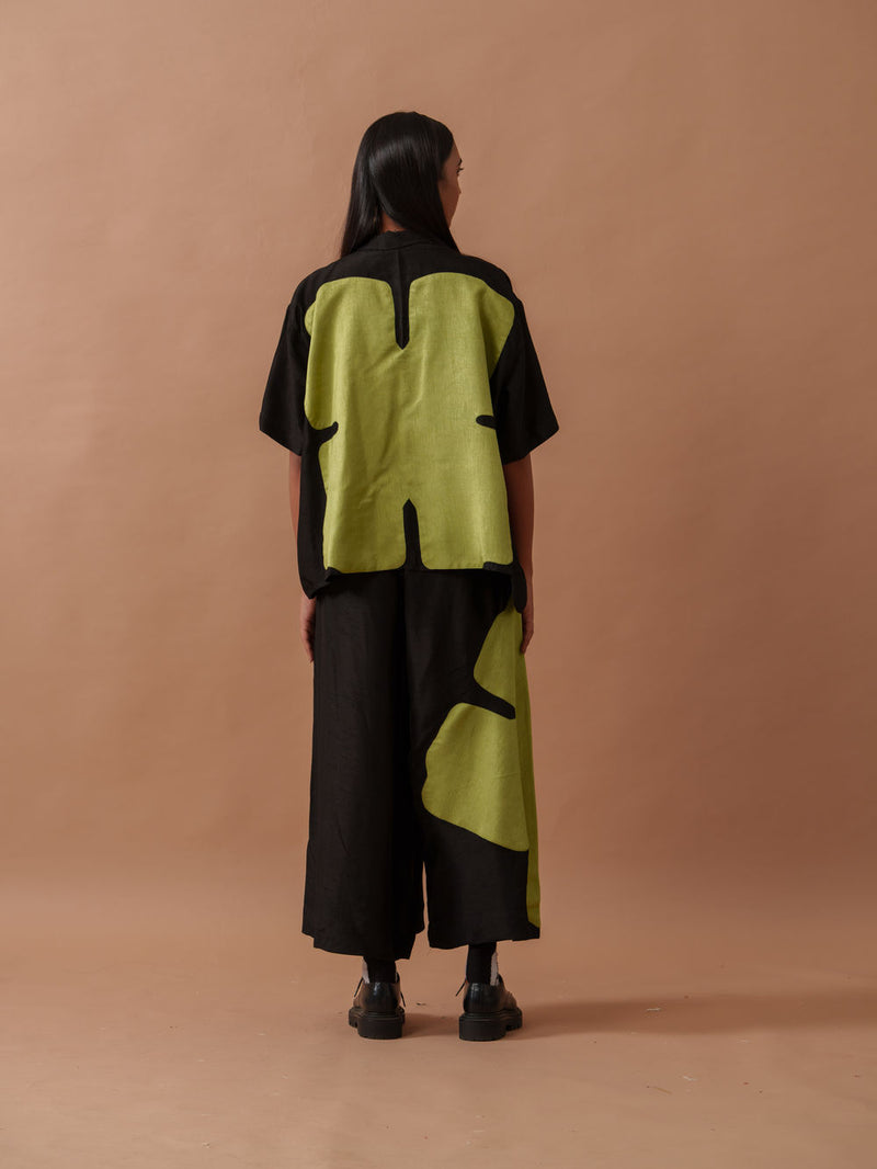 Gunpowder Flo Shirt mysore silk top/shirt by Stoique in green, black for women Worldwide