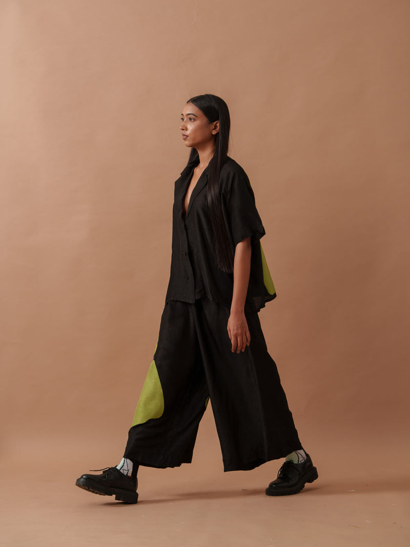Gunpowder Flo Shirt mysore silk top/shirt by Stoique in green, black for women Worldwide