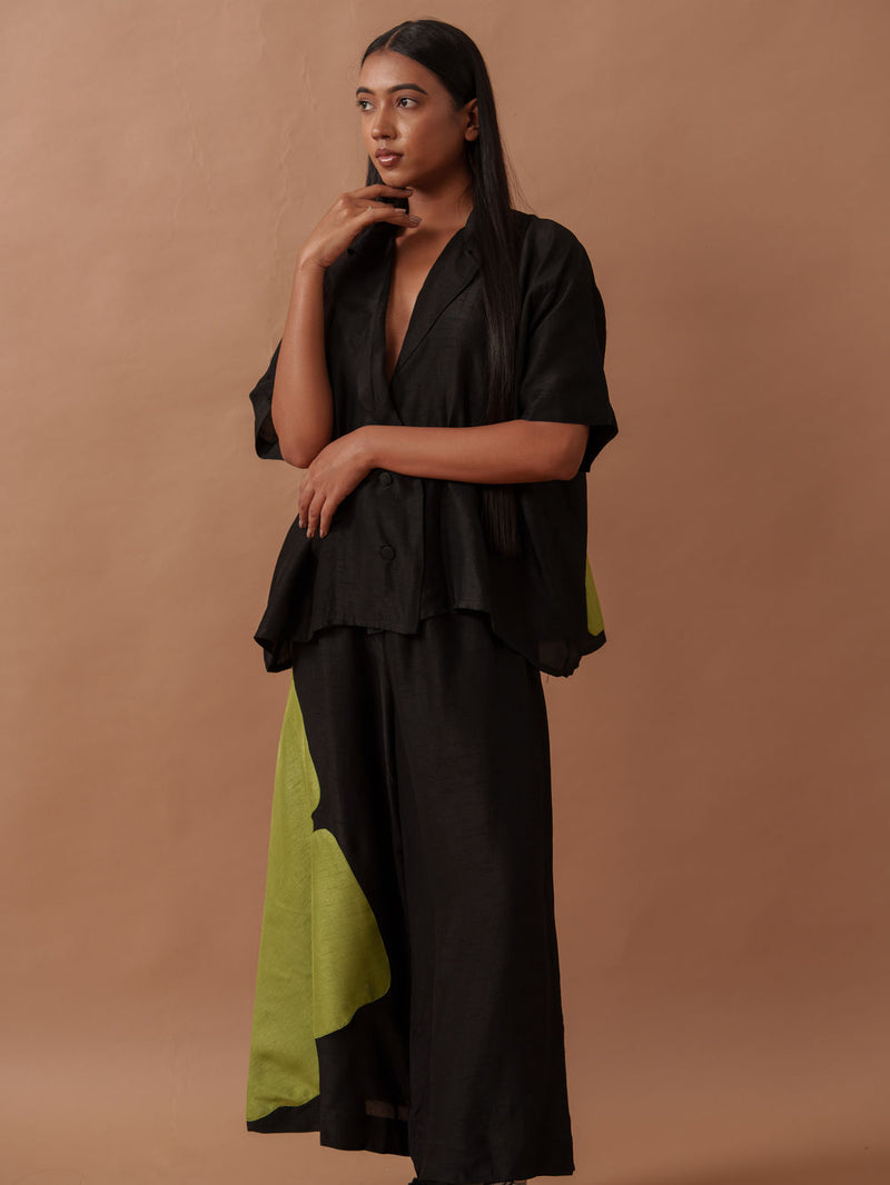 Gunpowder Flo Shirt mysore silk top/shirt by Stoique in green, black for women Worldwide