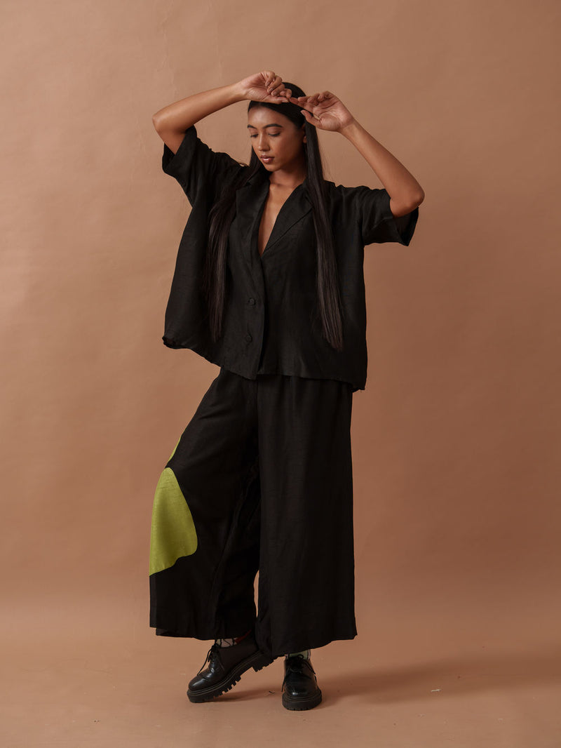 Gunpowder Flo Shirt mysore silk top/shirt by Stoique in green, black for women Worldwide