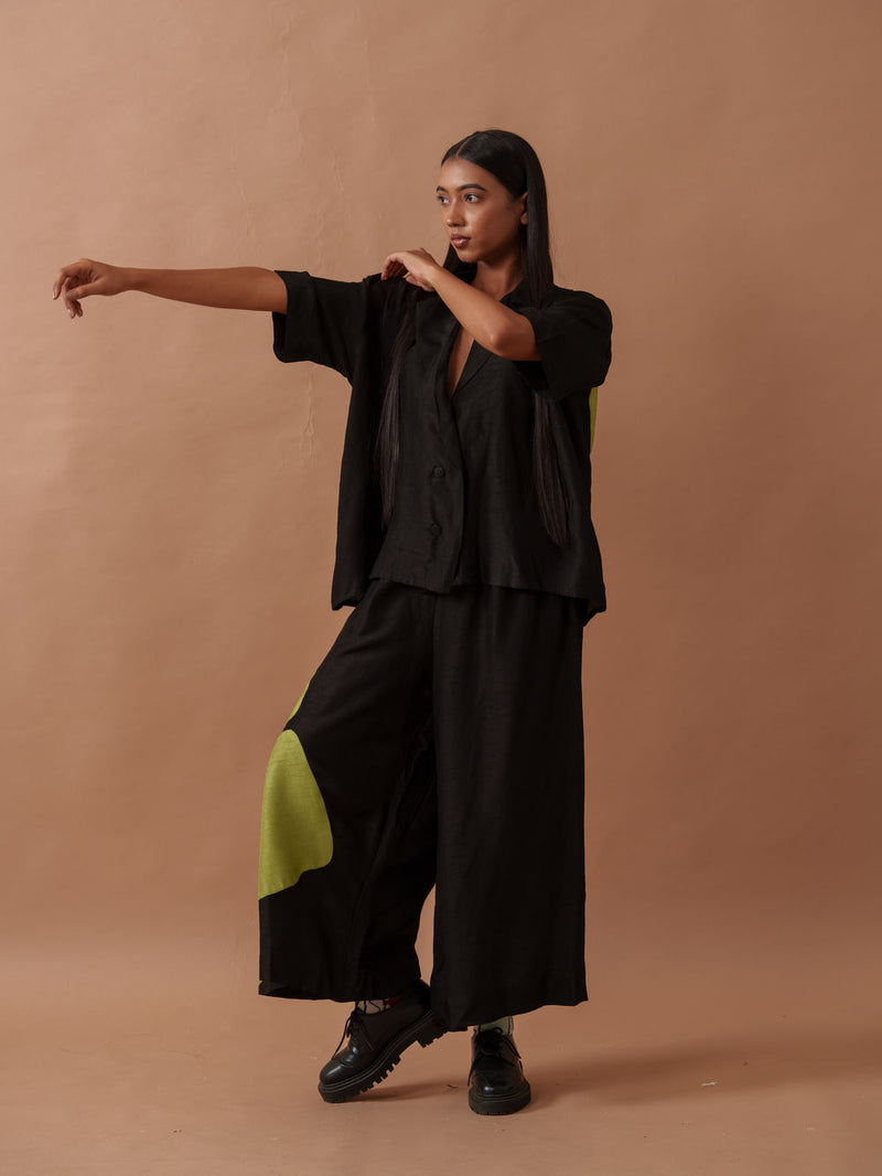 Gunpowder Flo Pants mysore silk pant/trouser by Stoique in green, black for women Worldwide