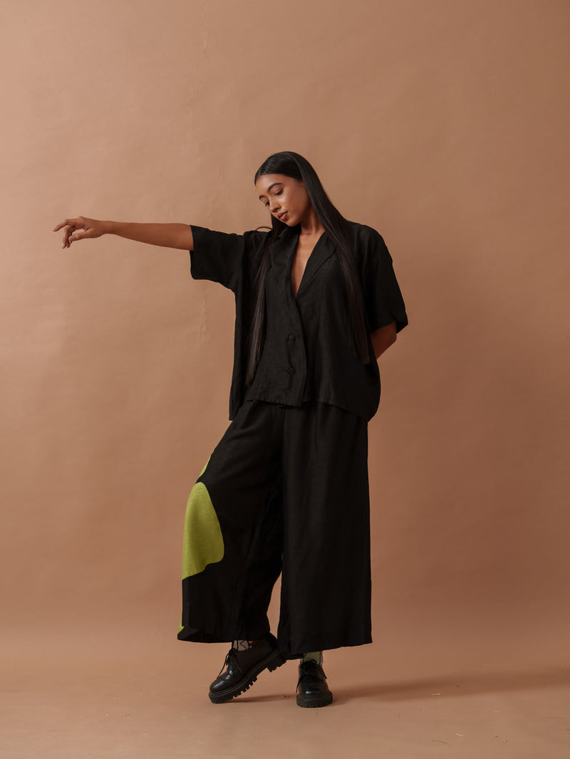 Gunpowder Flo Shirt mysore silk top/shirt by Stoique in green, black for women Worldwide