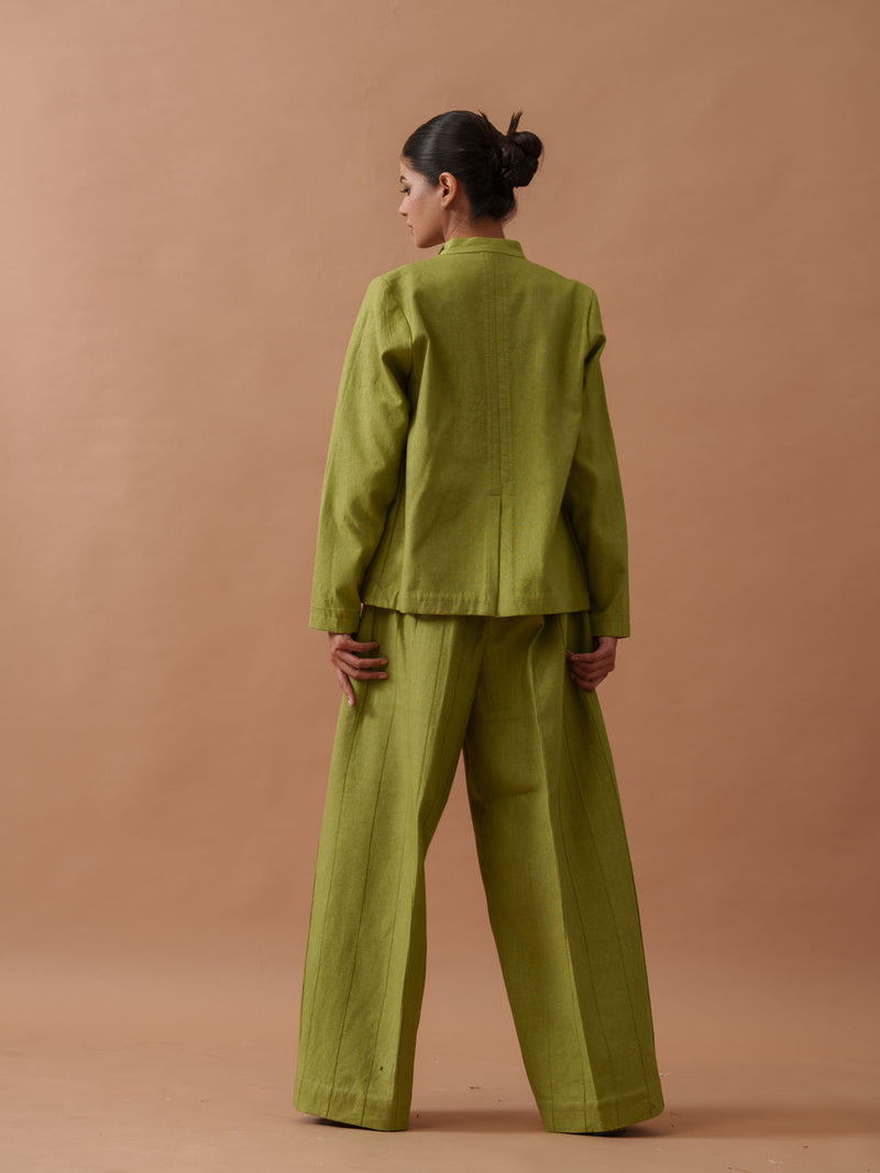 Sunflower Jacket handwoven cotton jacket/overlay by Stoique in green for women Worldwide