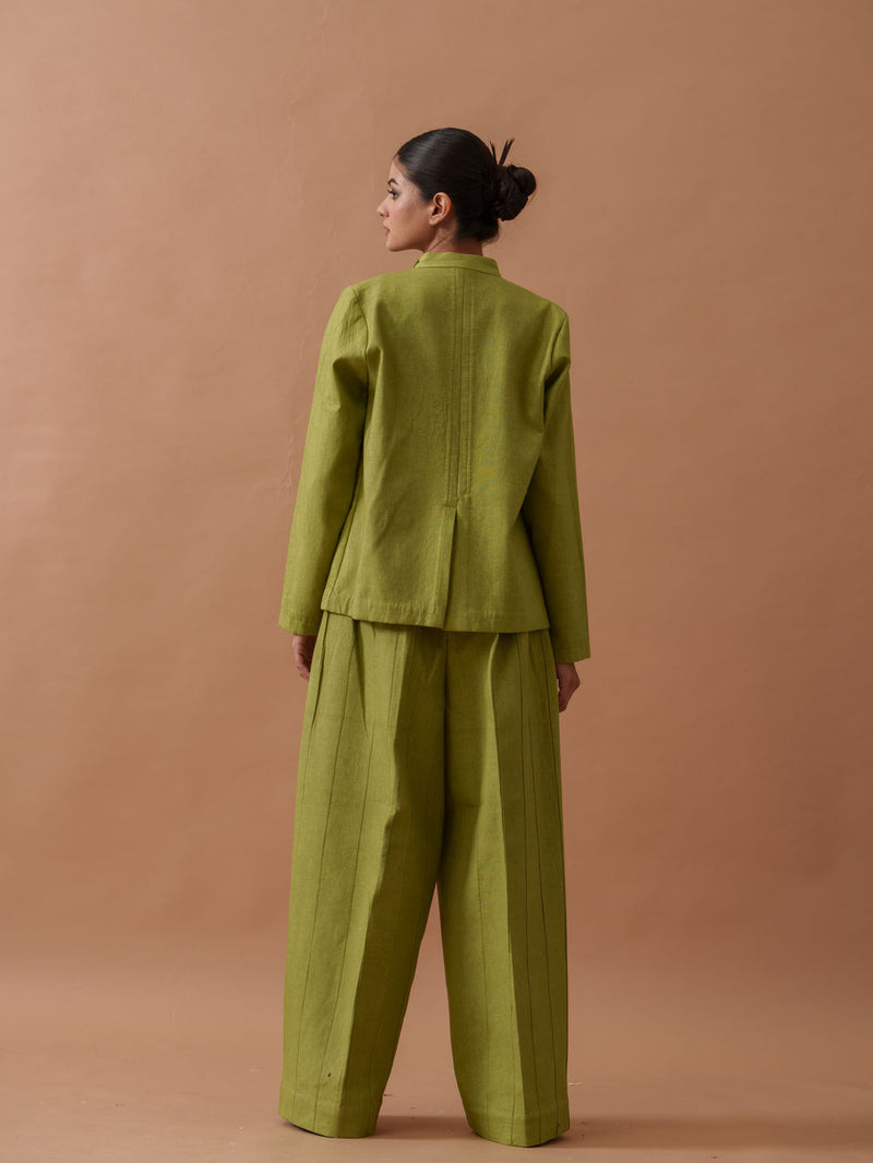 Sunflower Jacket handwoven cotton jacket/overlay by Stoique in green for women Worldwide