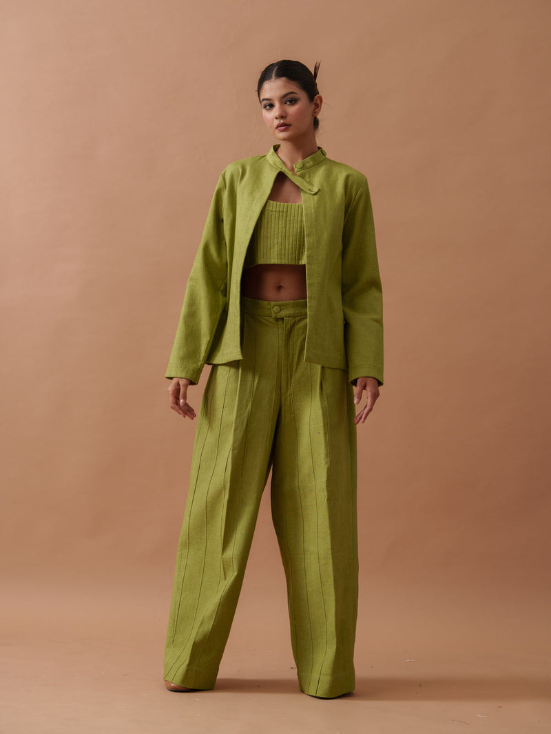 Sunflower Jacket handwoven cotton jacket/overlay by Stoique in green for women Worldwide