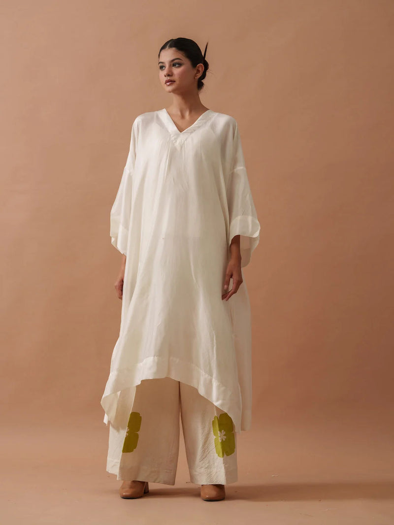 Snowdrop Pants handwoven cotton pant/trouser by Stoique in natural, green for women Worldwide