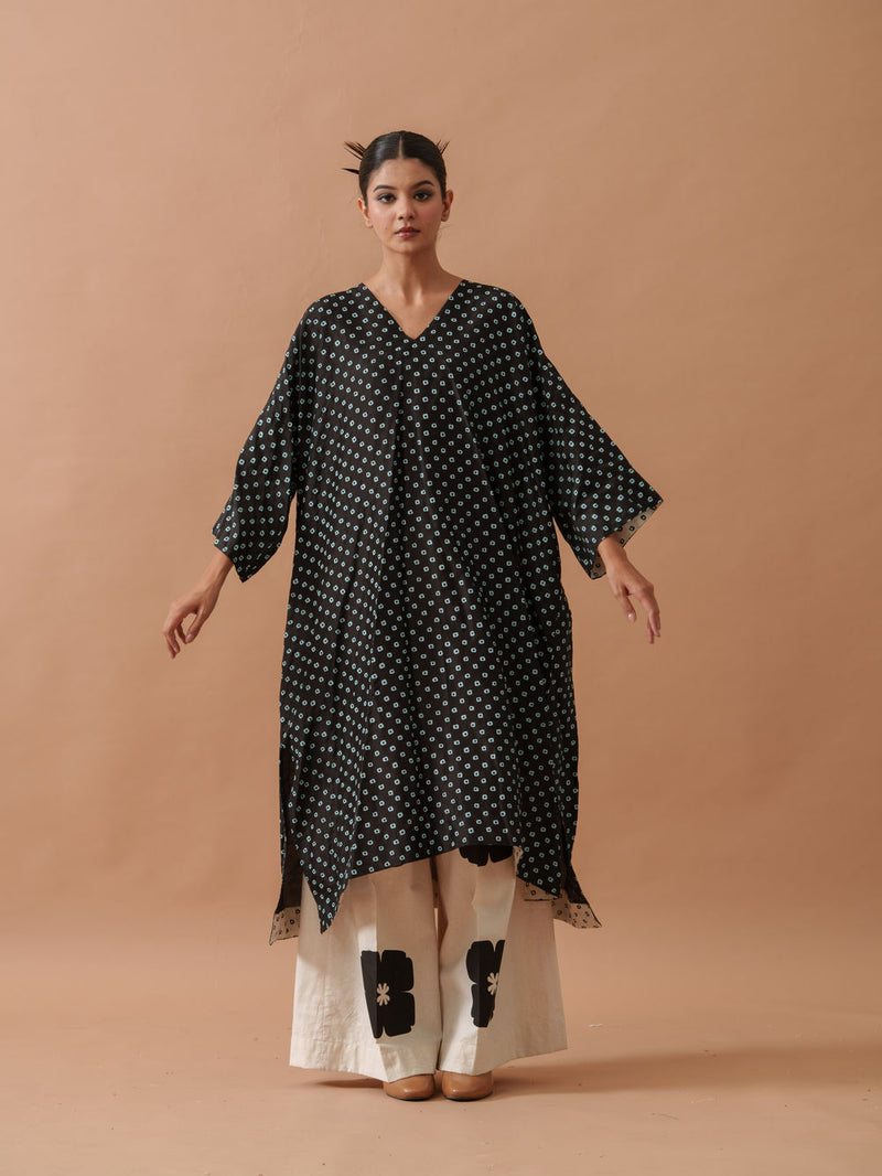 Morning Glory upada silk top/shirt by Stoique in black, blue, ivory for women Worldwide