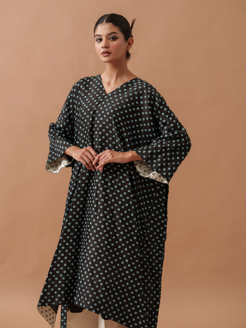Morning Glory upada silk top/shirt by Stoique in black, blue, ivory for women Worldwide