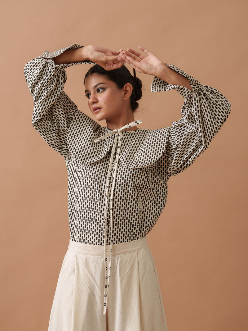 Lotus Top handwoven cotton top/shirt by Stoique in natural, black for women Worldwide