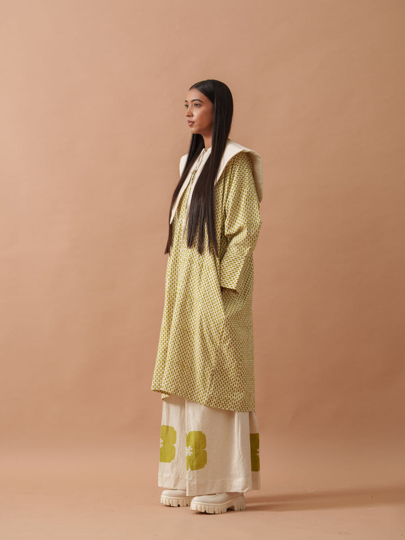 Iris Dress handwoven cotton dress by Stoique in natural, green for women Worldwide