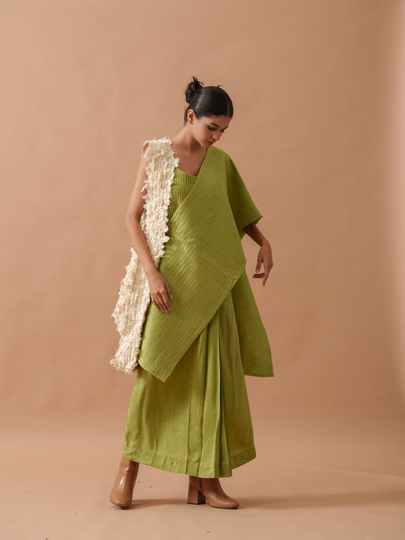 Tulip Silk Dress mysore silk dress by Stoique in green for women Worldwide