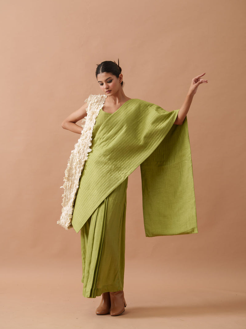 Tulip Silk Dress mysore silk dress by Stoique in green for women Worldwide