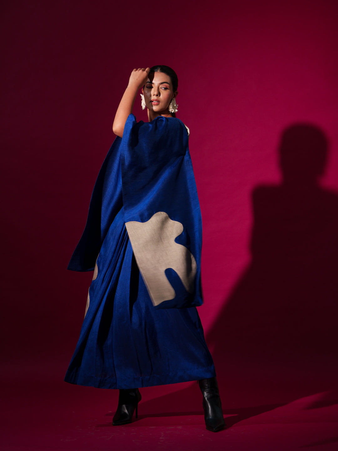 Tulip App Saree-Blue + Grey