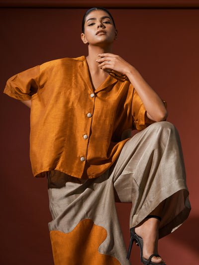 Podi Shirt-Rust Orange + Grey